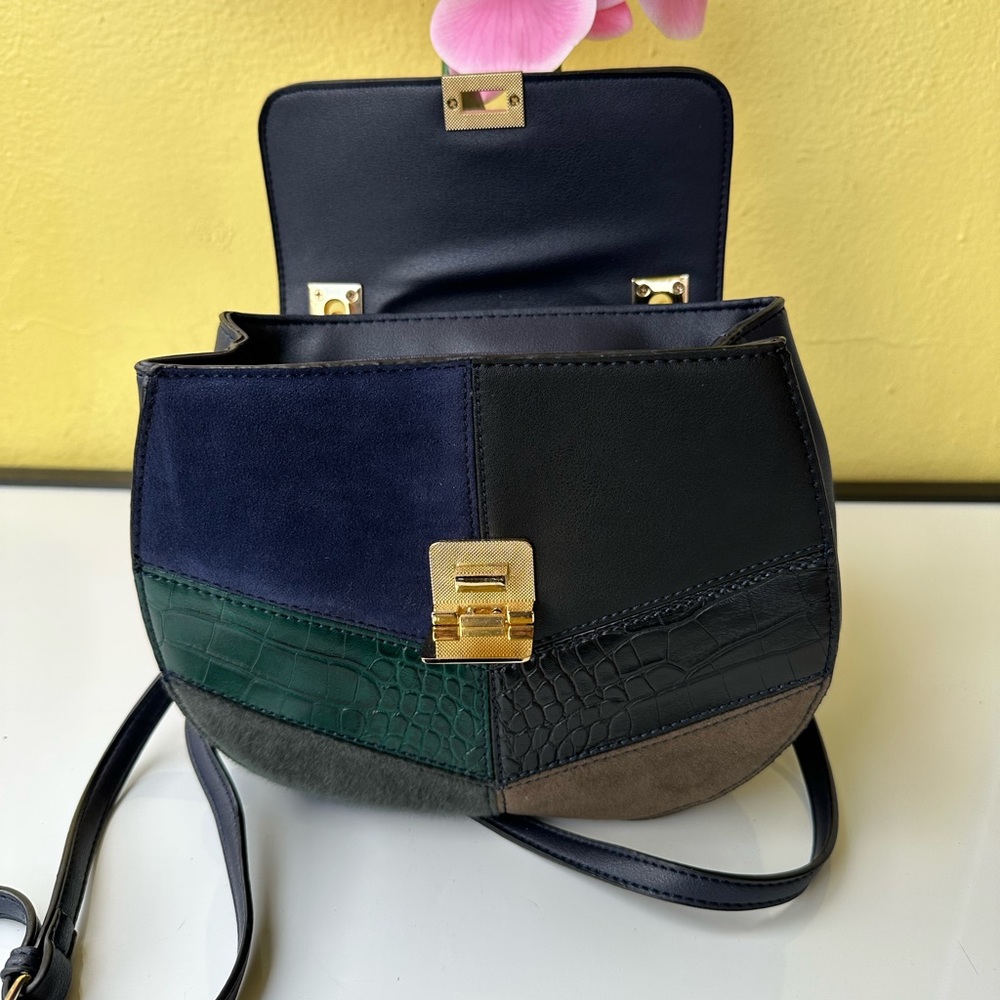 ALDO Rodriguez-4 Patchwork Snakeskin Saddle Crossbody Bag NWT - Picture 9 of 14